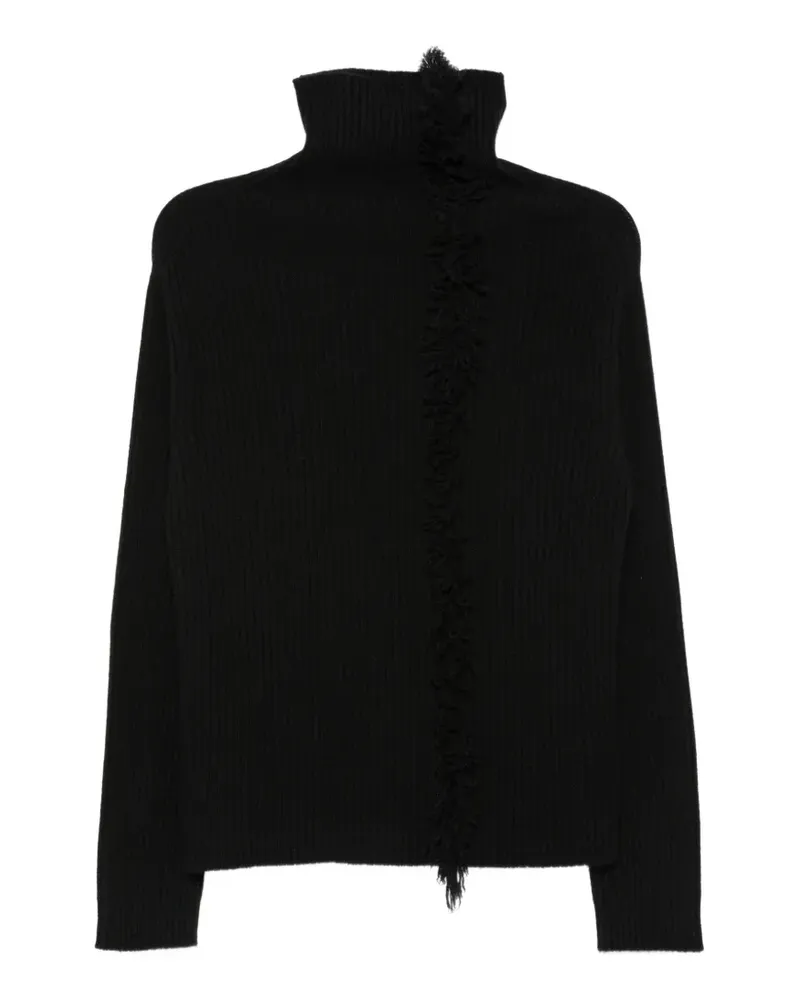 Uma Wang Gerippter Pullover mit Fransen - Schwarz Schwarz