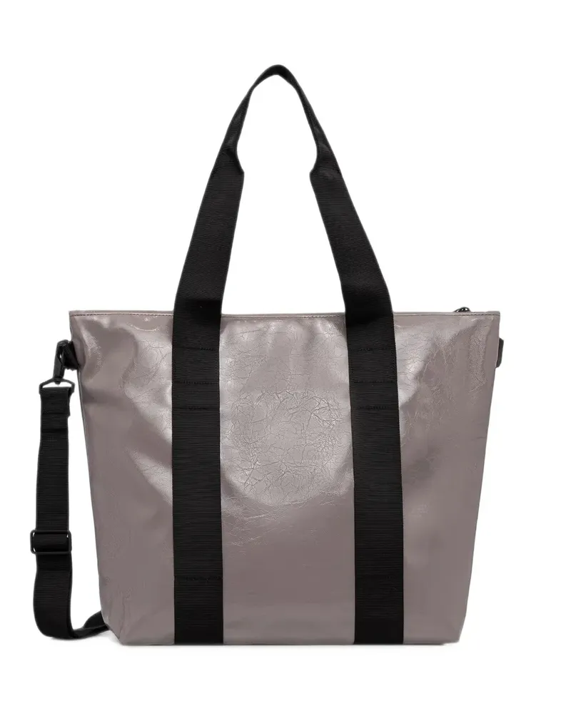 RAINS mini crinkled-finish tote bag - Grau Grau