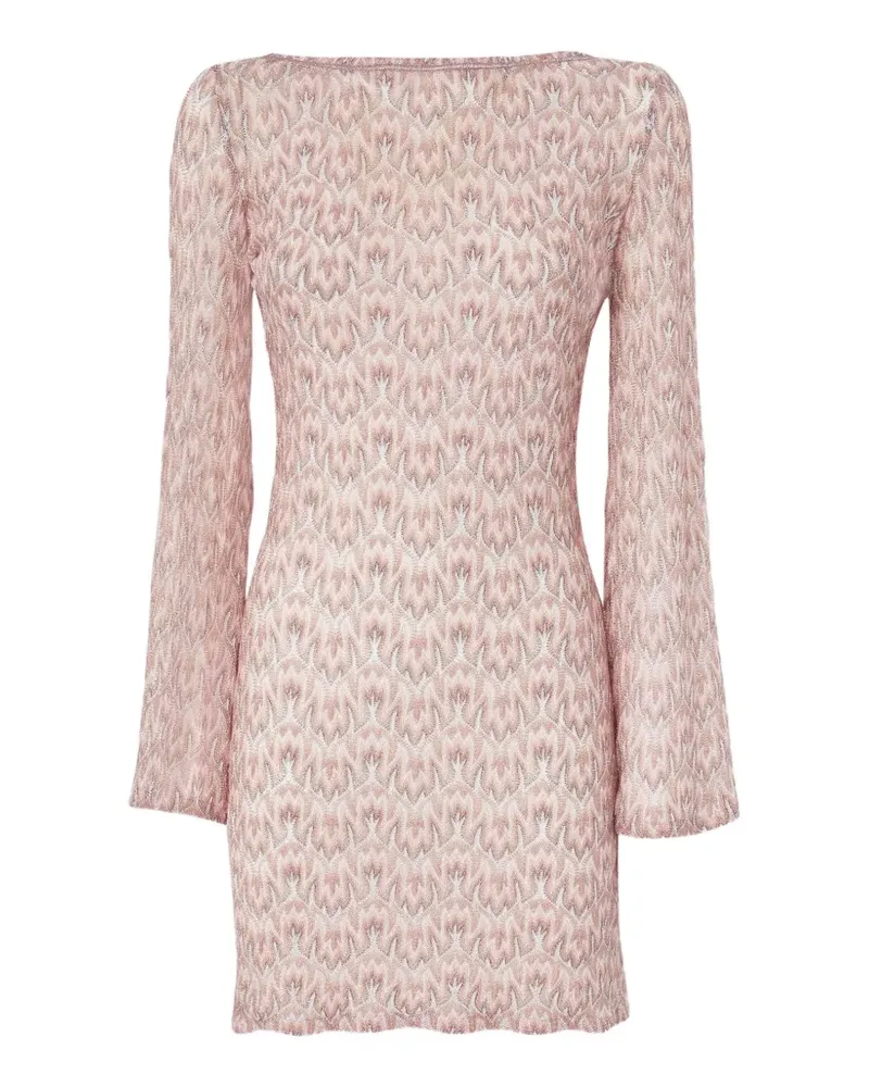 Missoni long-sleeve pattern mini beach dress - Rosa Rosa