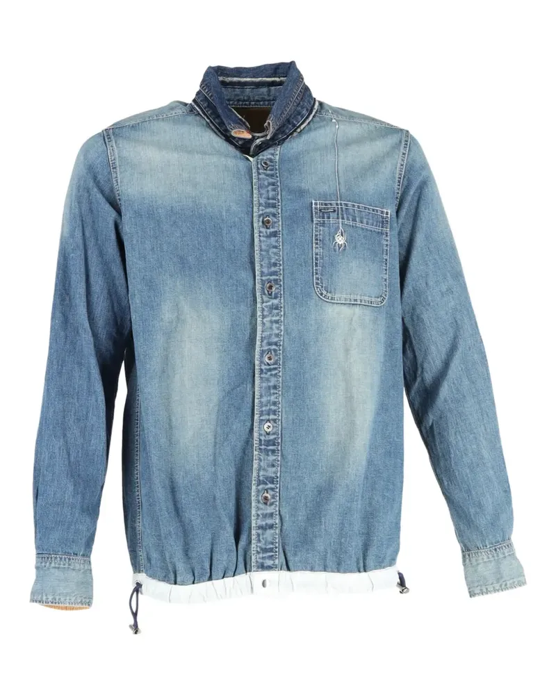 Sacai x Dr Woo Jeanshemd mit aufgestickter Spinne - Blau Blau