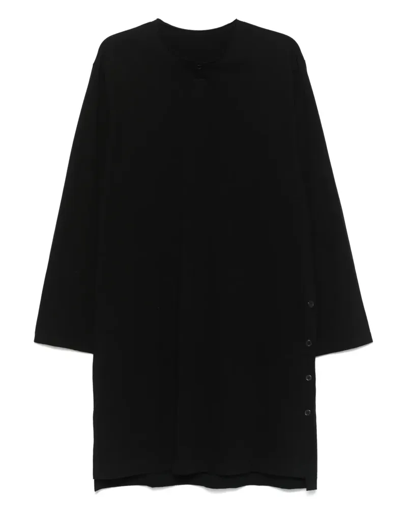 Yohji Yamamoto T-Shirt mit Knopf - Schwarz Schwarz