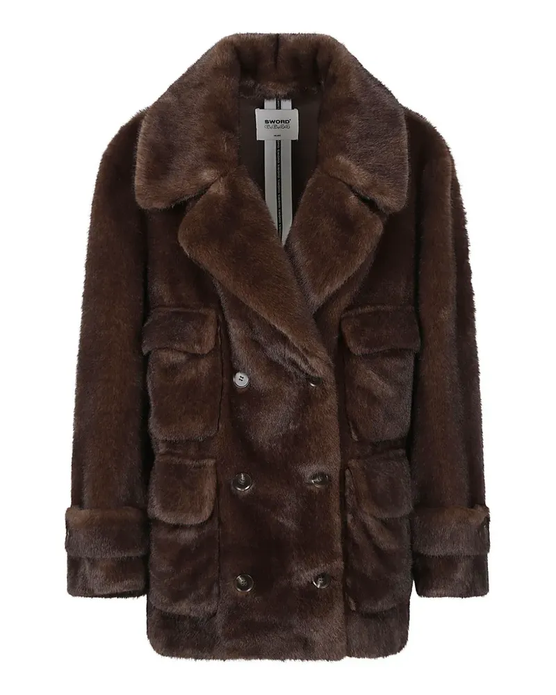 s.w.o.r.d 6.6.44 faux-fur double-breasted jacket - Braun Braun
