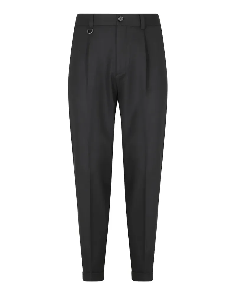 Paolo Pecora Milano pleated turn-up tailored trousers - Schwarz Schwarz