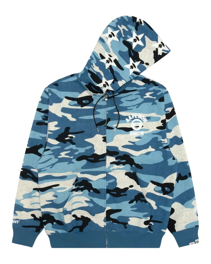 BAPE Hoodie mit Camouflagemuster - Blau Blau