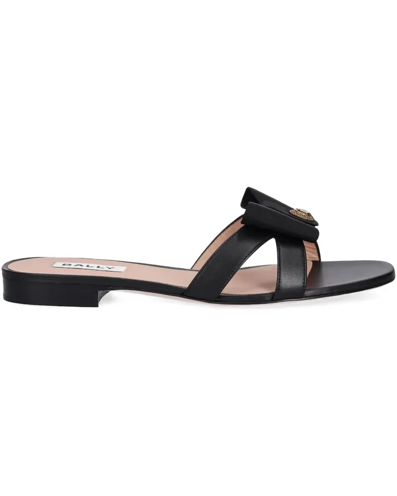 Bally Pantoletten mit Schleife - Schwarz Schwarz