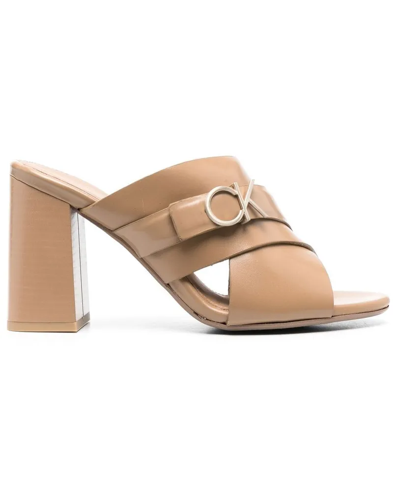 Calvin Klein Mules mit Logo-Schild 95mm - Nude Nude