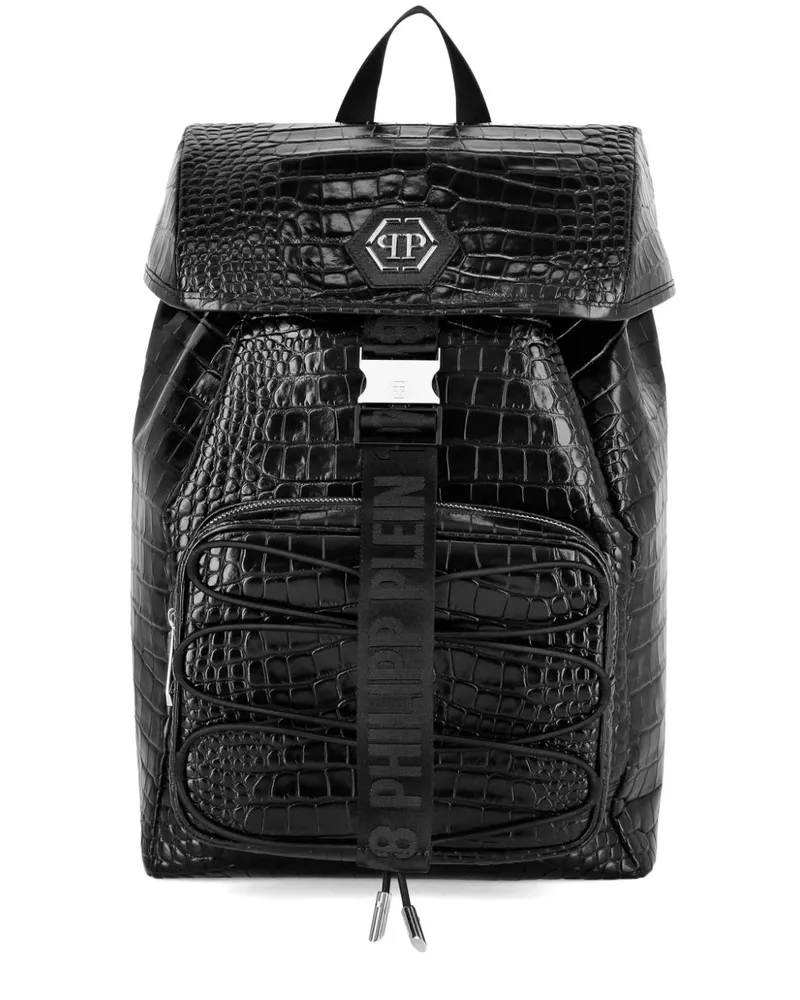 Philipp Plein Rucksack mit Kroko-Optik Schwarz