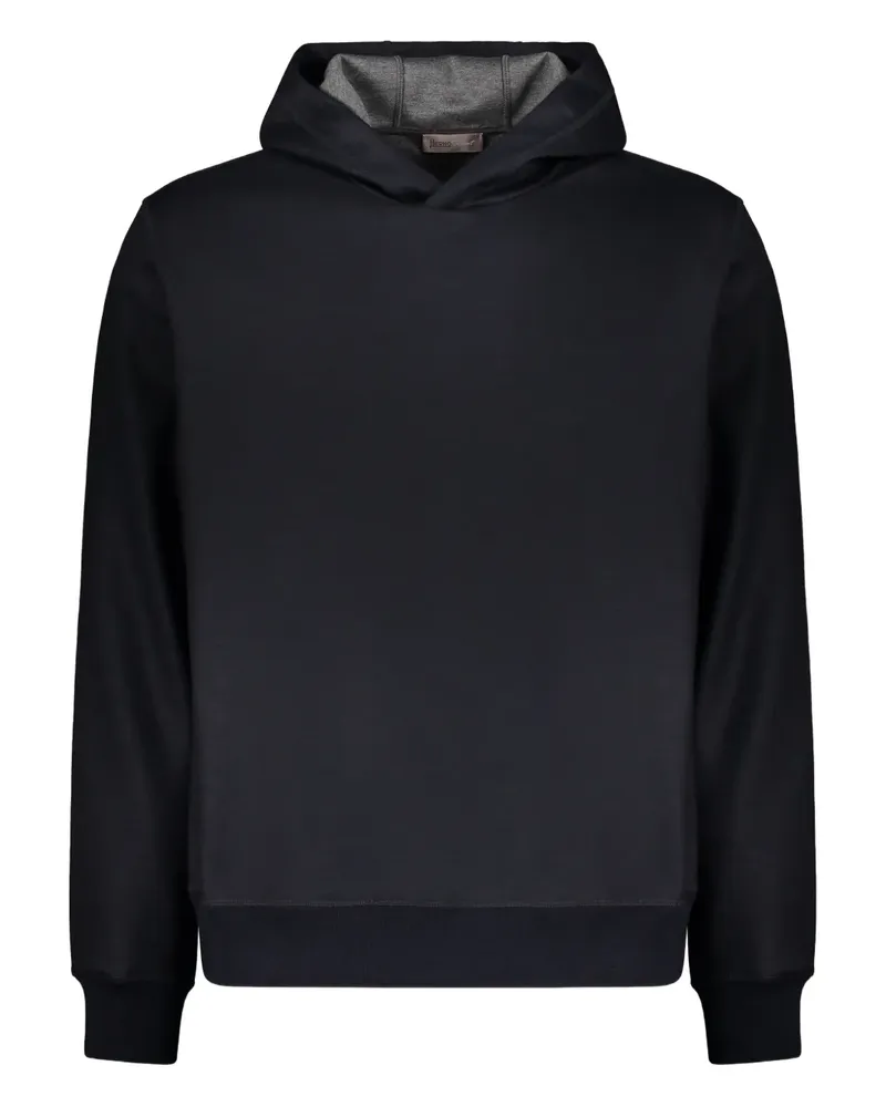 Herno Hoodie mit gerippten Bündchen - Blau Blau