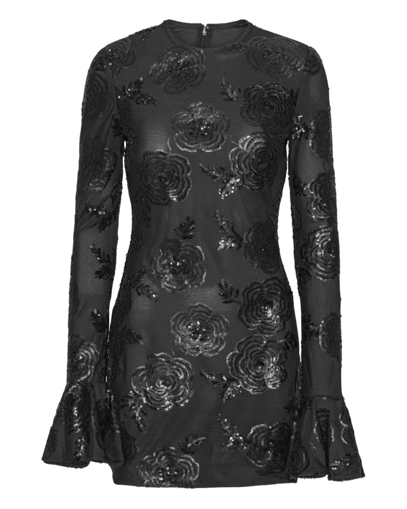 ROTATE Birger Christensen Midikleid mit langen Ärmeln - Schwarz Schwarz