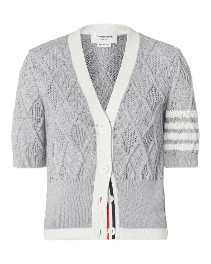 Thom Browne Argyle Pointelle 4-Bar cardigan - Grau Grau