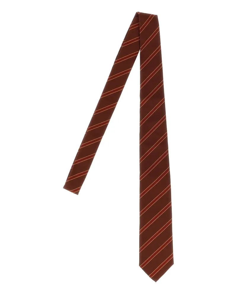 AURALEE Gestreifte Krawatte aus Seide - Braun Braun