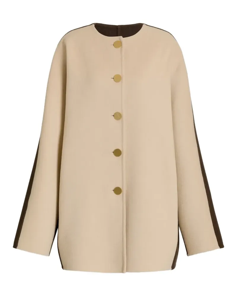 Alberta Ferretti two-tone button-up wool short coat - Nude Nude