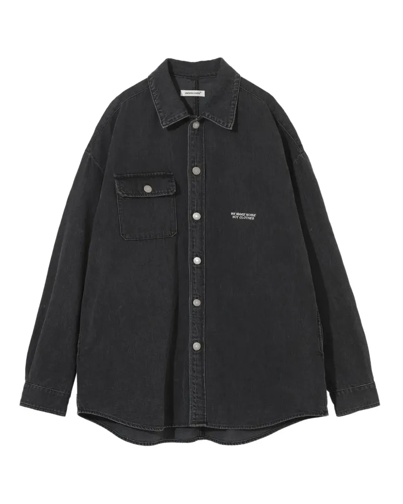 Undercover UC1E4411 Hemd mit ausgefranster Tasche - Schwarz Schwarz