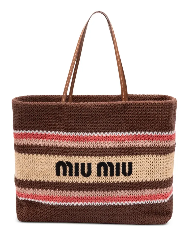 Miu Miu striped crochet shoulder bag - Braun Braun