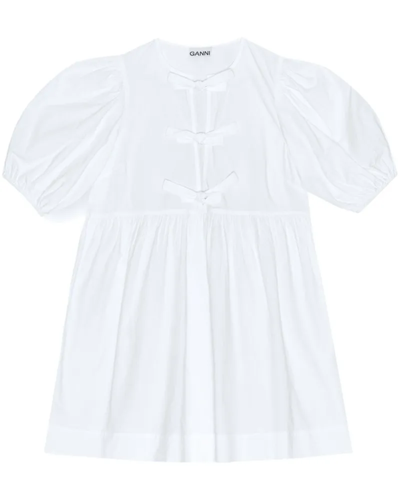 Ganni Minikleid aus Popeline - Weiß Weiß