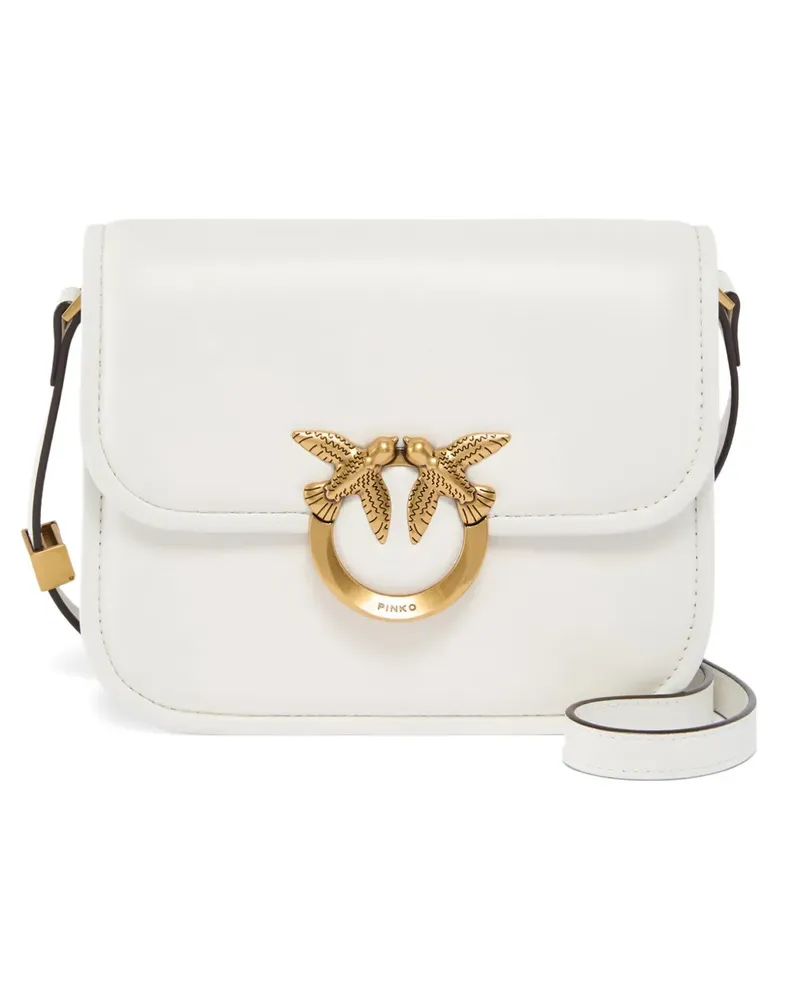 Pinko Mittelgroße Love Box Schultertasche mit Logo-Detail - Weiß Weiß