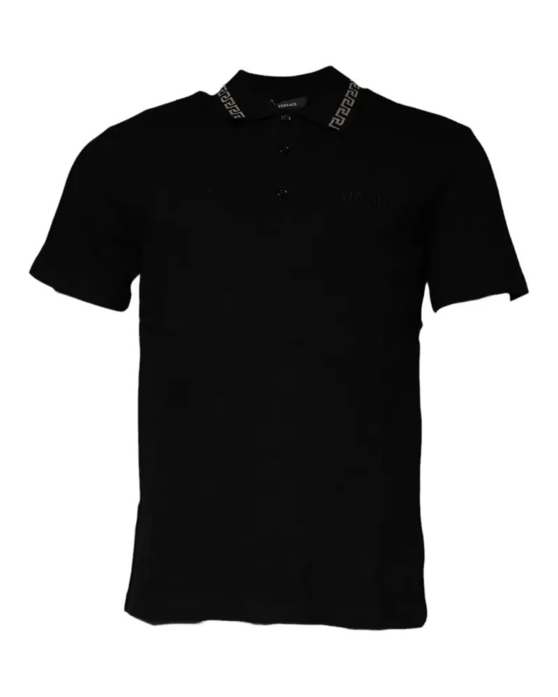 Versace Poloshirt mit Greca-Detail - Schwarz Schwarz