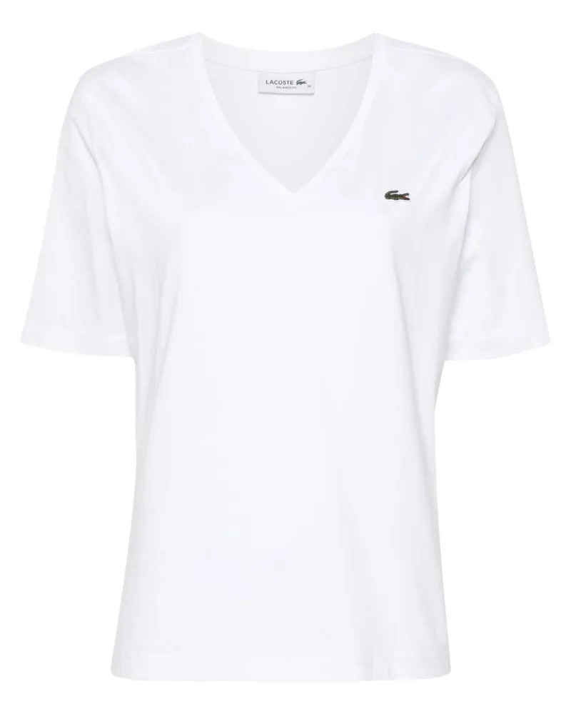 Lacoste T-Shirt mit Logo-Stickerei - Weiß Weiß