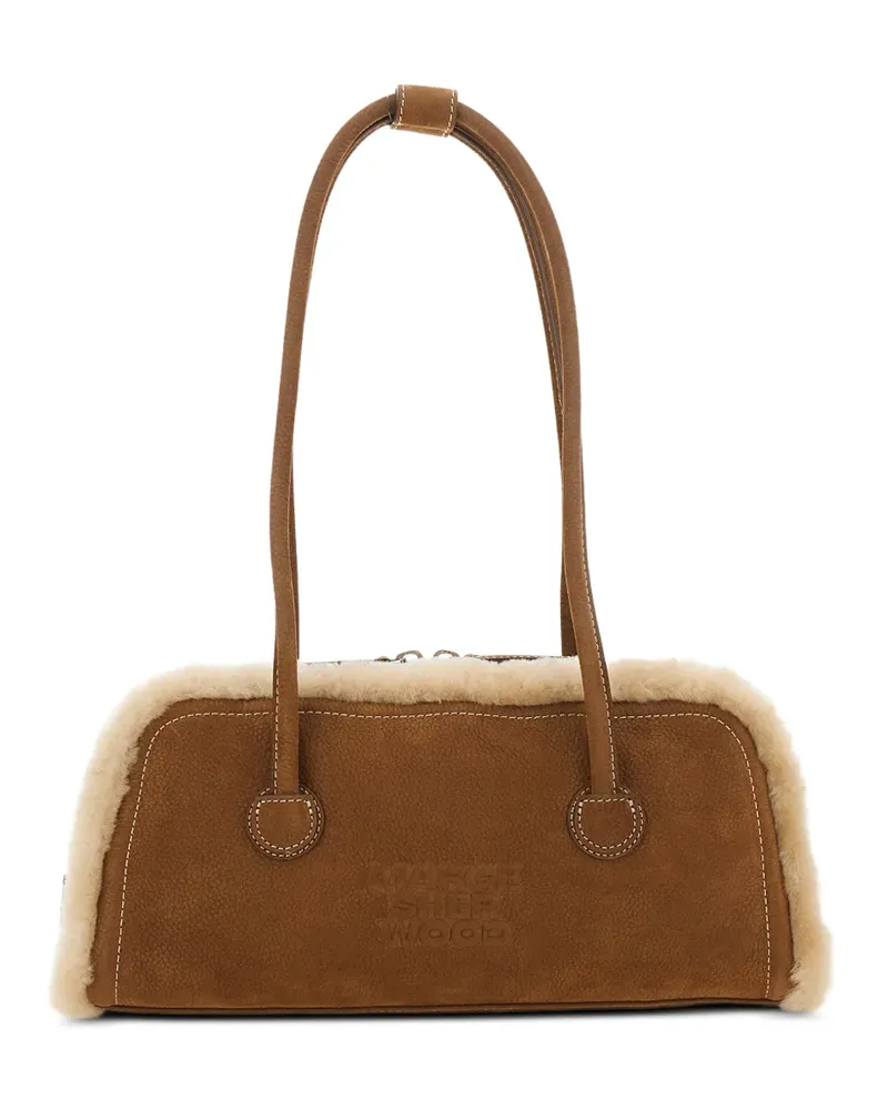Marge Sherwood Soft Boston Schultertasche aus Leder mit Shearling-Besatz - Braun Braun