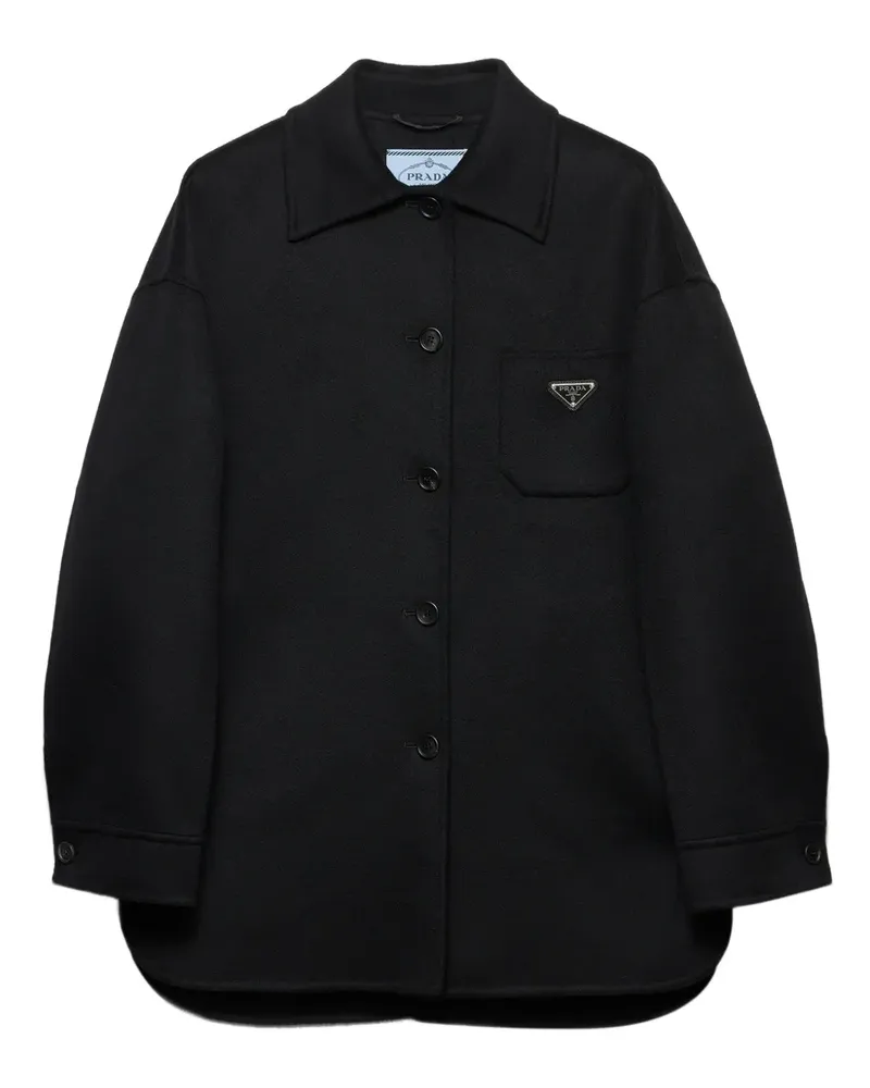 Prada Geknöpfte Jacke mit Triangel-Logo - Schwarz Schwarz