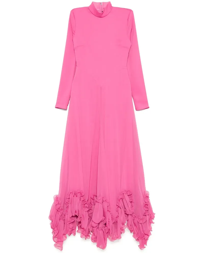 ROTATE Birger Christensen Gerüschtes Chiffon-Maxikleid - Rosa Rosa