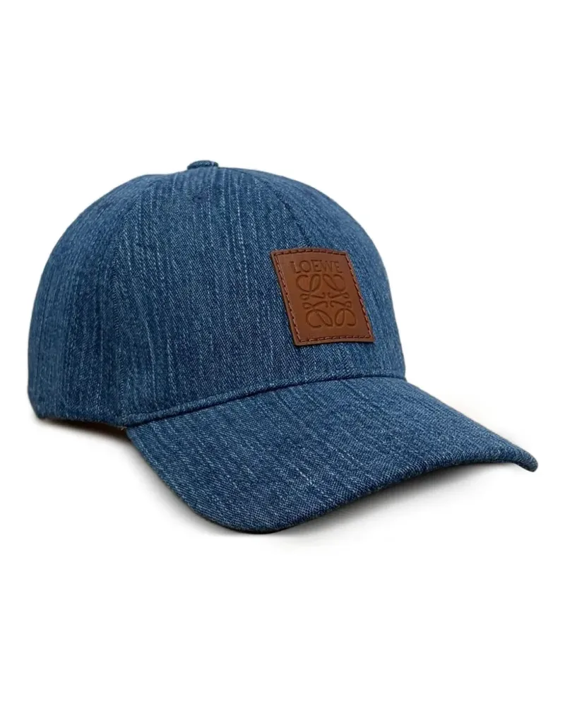 Loewe leather-patch denim cap - Blau Blau