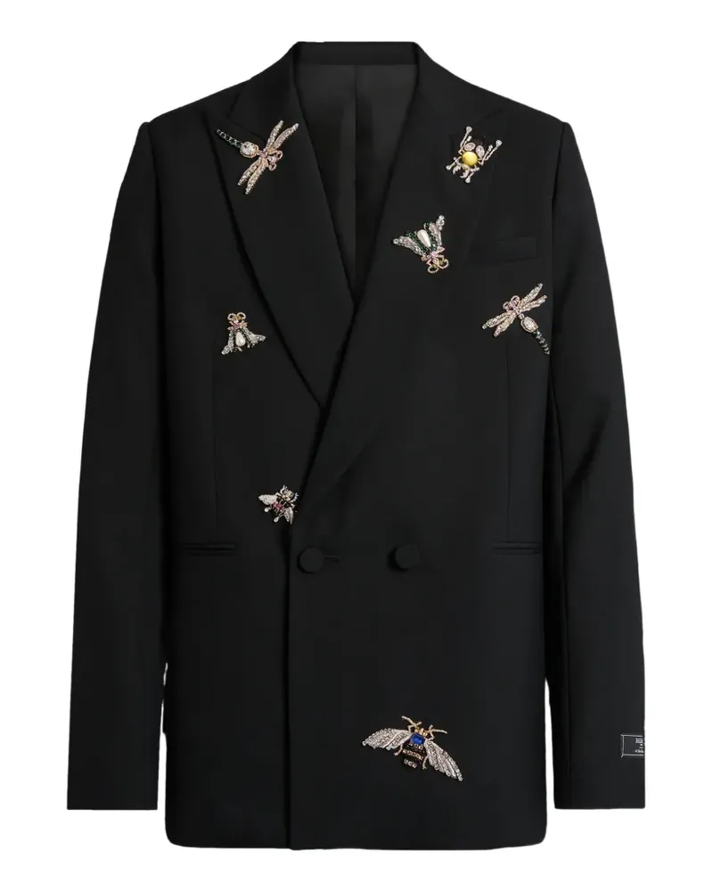 Balmain bestickte  Insect Jacke aus Wolle mit Kristallverzierung - Schwarz Schwarz