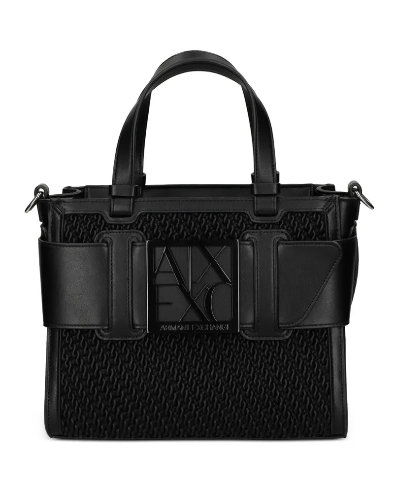 Armani Exchange Shopper mit Logo-Schild - Schwarz Schwarz