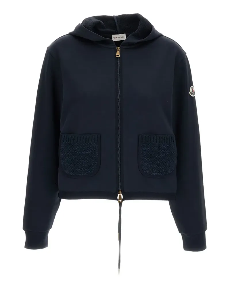 Moncler Kapuzenjacke mit Logo-Patch - Blau Blau