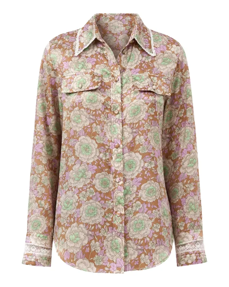 Paul & Joe Geranium floral-print lace-trim shirt - Braun Braun