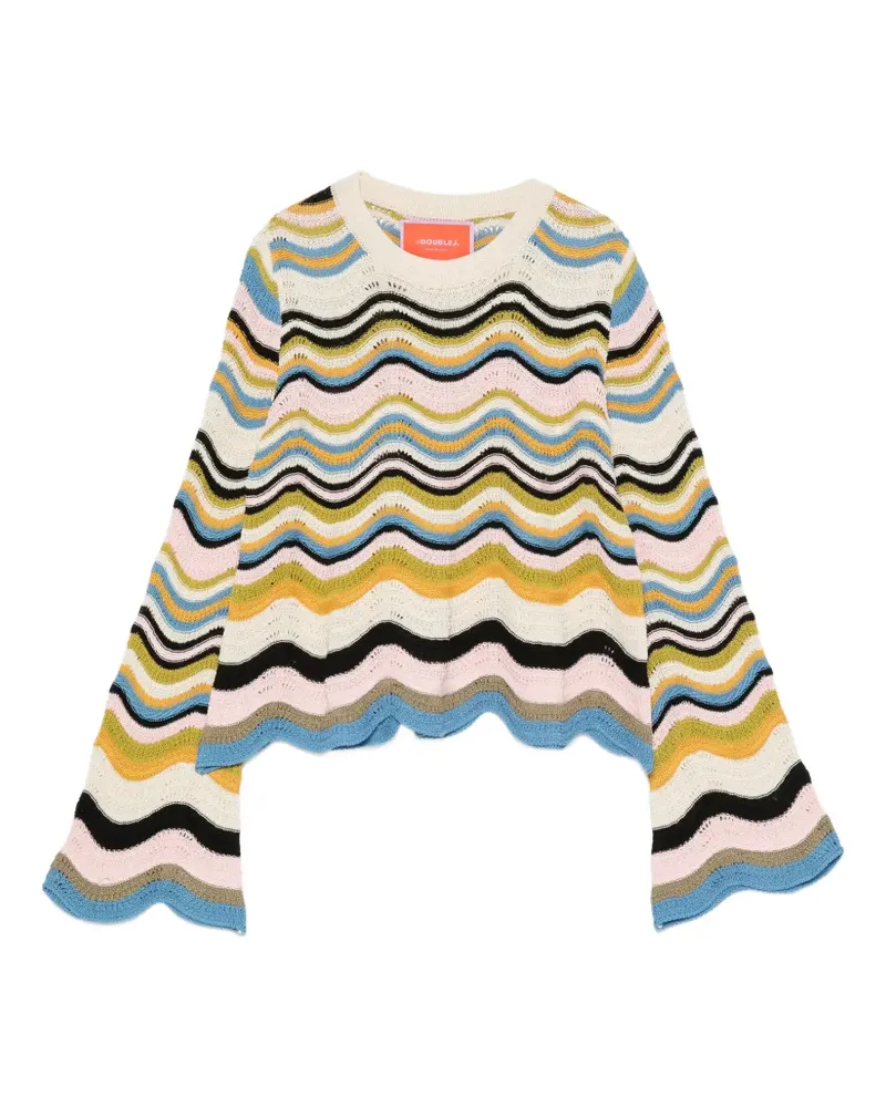 La DoubleJ chevron-pattern cropped sweater - Nude Nude