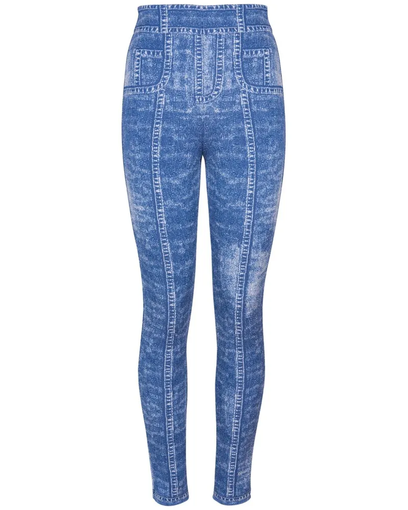 Balmain Leggings mit Monogramm-Jacquard - Blau Blau