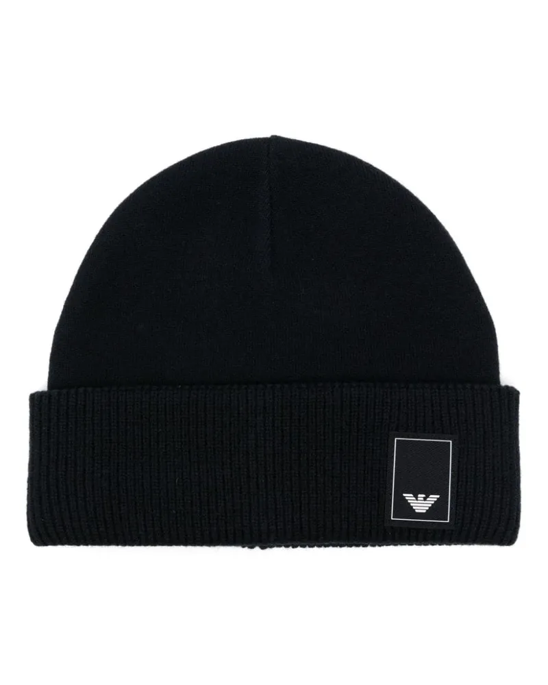 Emporio Armani Beanie mit Logo-Patch Blau