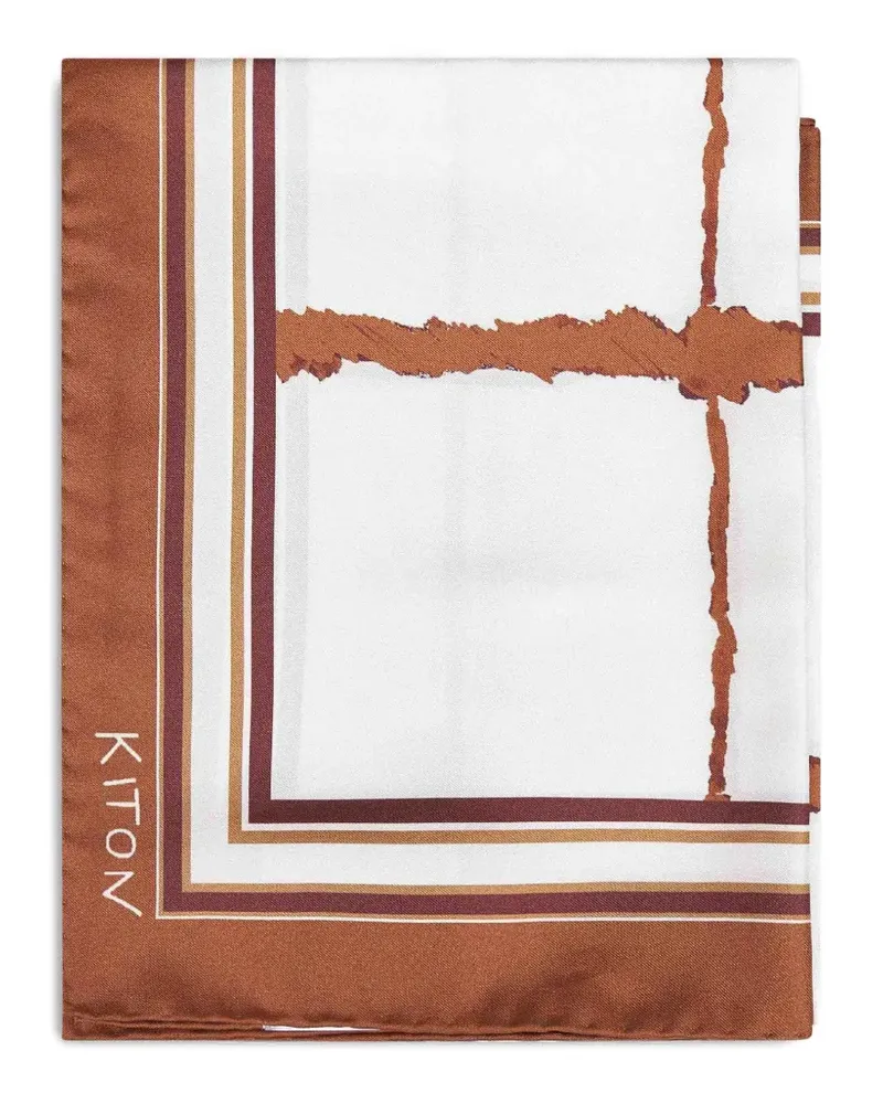 Kiton graphic-print silk scarf - Weiß Weiß