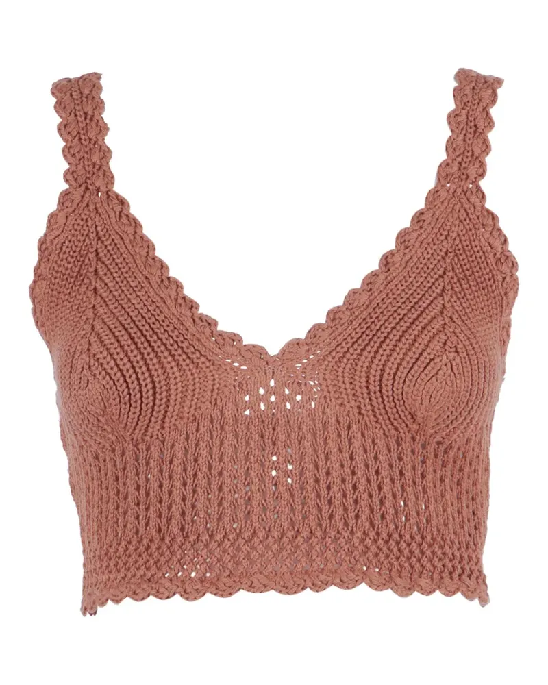 Ermanno Scervino crochet-knit scalloped-edge top - Braun Braun