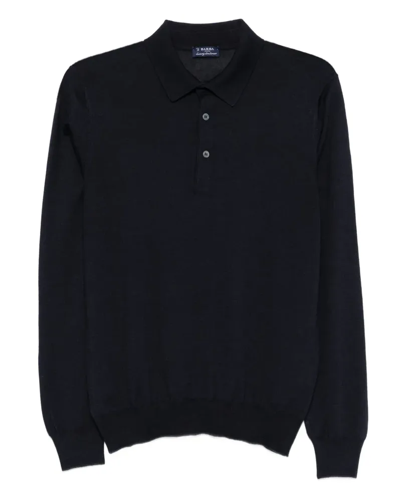 BARBA Langärmeliger Pullover mit Polokragen - Blau Blau