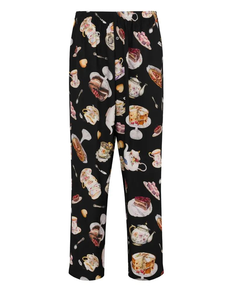 Moschino Hose mit Print - Schwarz Schwarz