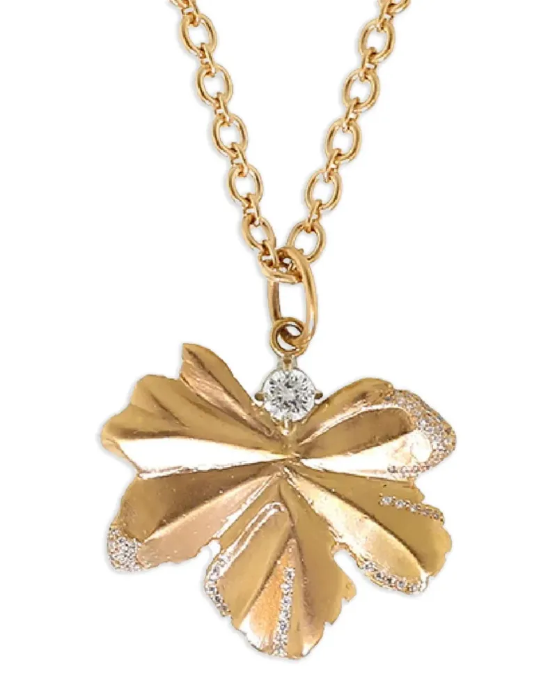 Irene Neuwirth 18kt rose gold leaf and diamond pendant - Rosa Rosa
