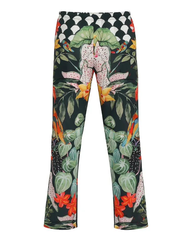Amir Slama Gerade Hose mit tropischem Print - Schwarz Schwarz