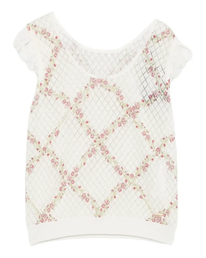 Twin-Set floral-print short-sleeve sweater - Weiß Weiß