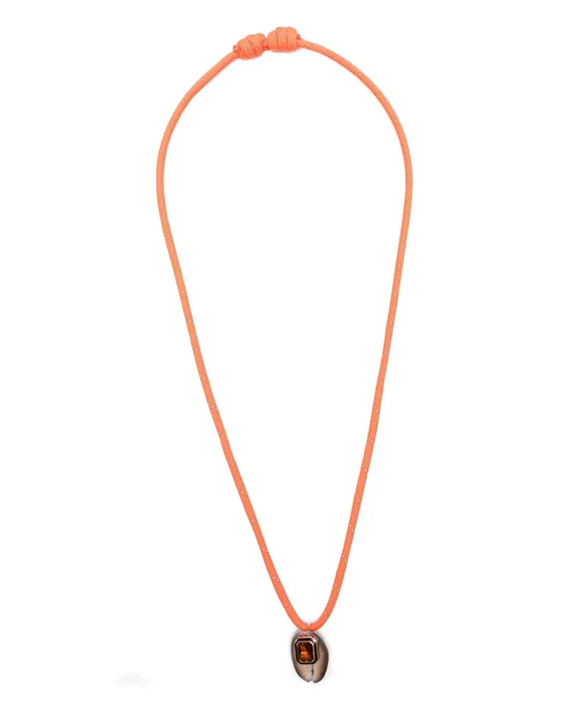 DEZSO 18kt Cowry Rotgoldhalskette mit Zitrin - Rosa Rosa