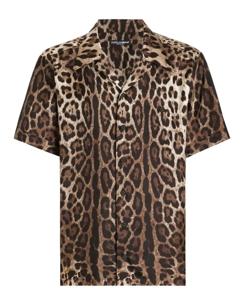 Dolce & Gabbana Seidenhemd mit Leoparden-Print - Braun Braun