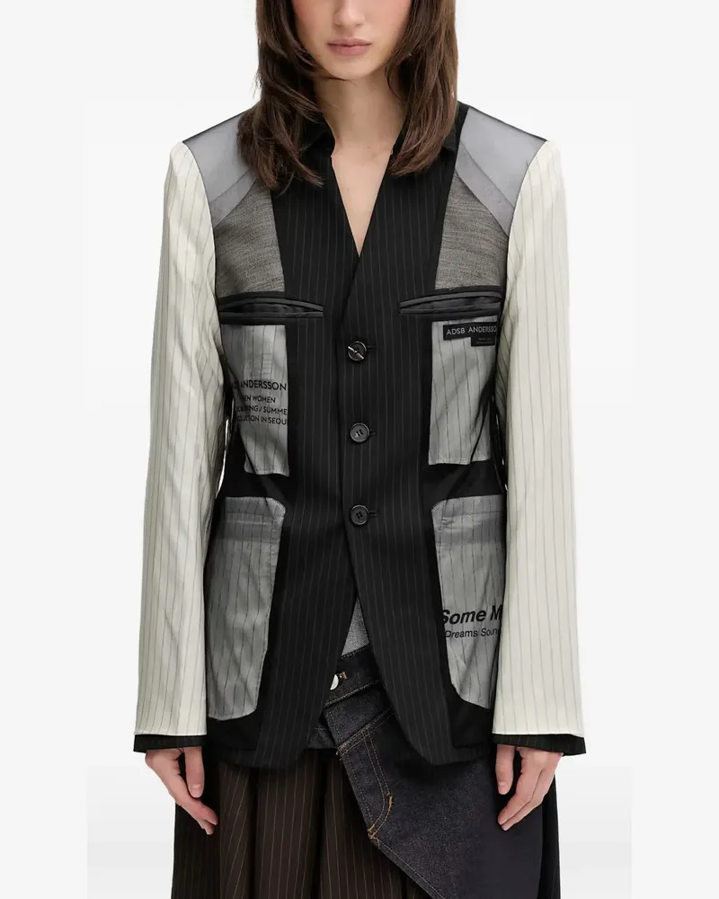 Andersson Bell Wendbarer Blazer mit Nadelstreifen - Schwarz Schwarz