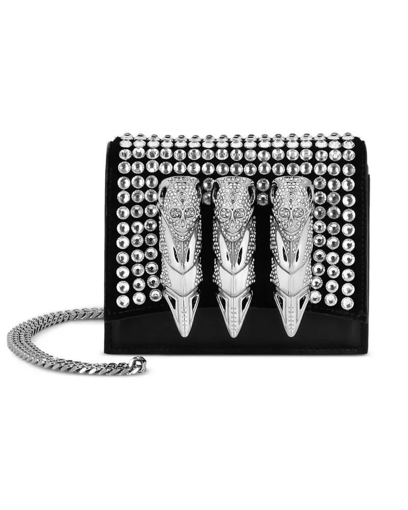 Philipp Plein Schultertasche mit Totenkopf-Schlagring - Schwarz Schwarz