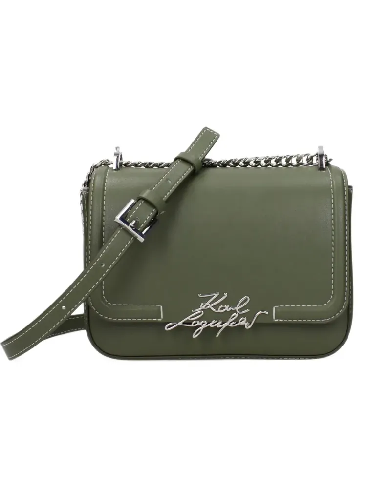 Karl Lagerfeld logo-plaque topstitched cross-body bag - Grün Grün