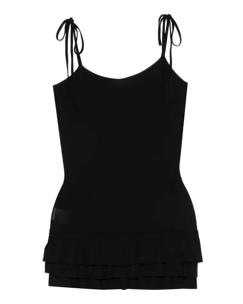 GIMAGUAS Gerüschtes Minikleid mit Schleifenverschluss - Schwarz Schwarz