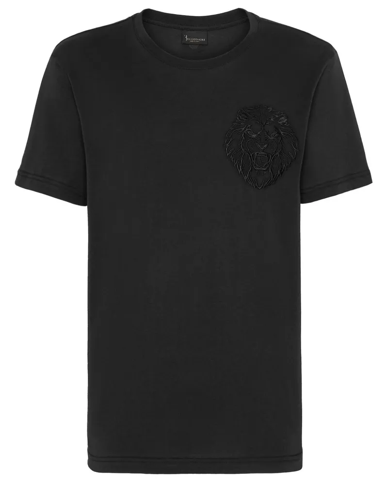 Billionaire T-Shirt mit Löwenstickerei - Schwarz Schwarz