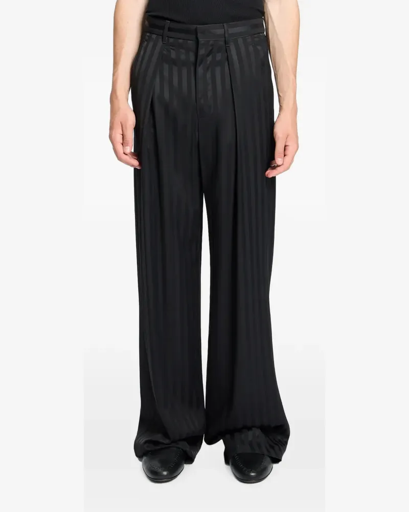 Ann Demeulemeester Gestreifte Plisseehose - Schwarz Schwarz