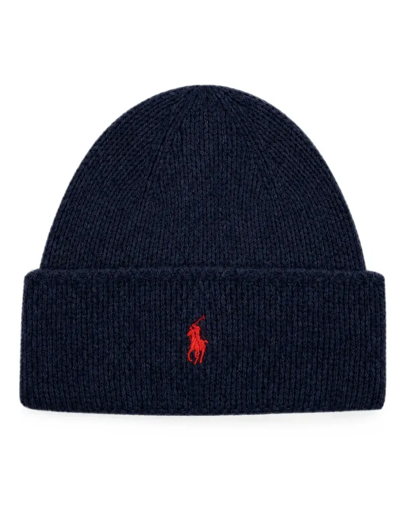 Ralph Lauren Gerippte Beanie mit Logo-Stickerei - Blau Blau