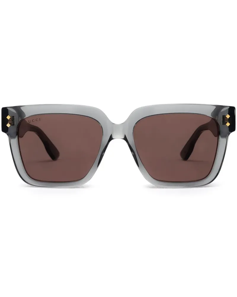 Gucci Sonnenbrille mit eckigem Gestell - Grau Grau